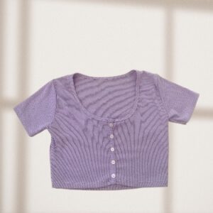 เสื้อไหมพรมสีม่วงลาเวนเดอร์